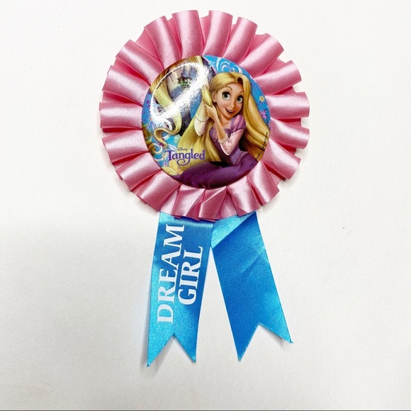 Disney Rapunzel Tangled Dream Girl Badge Party Ribbon Pink Blue - Picture 1 of 10